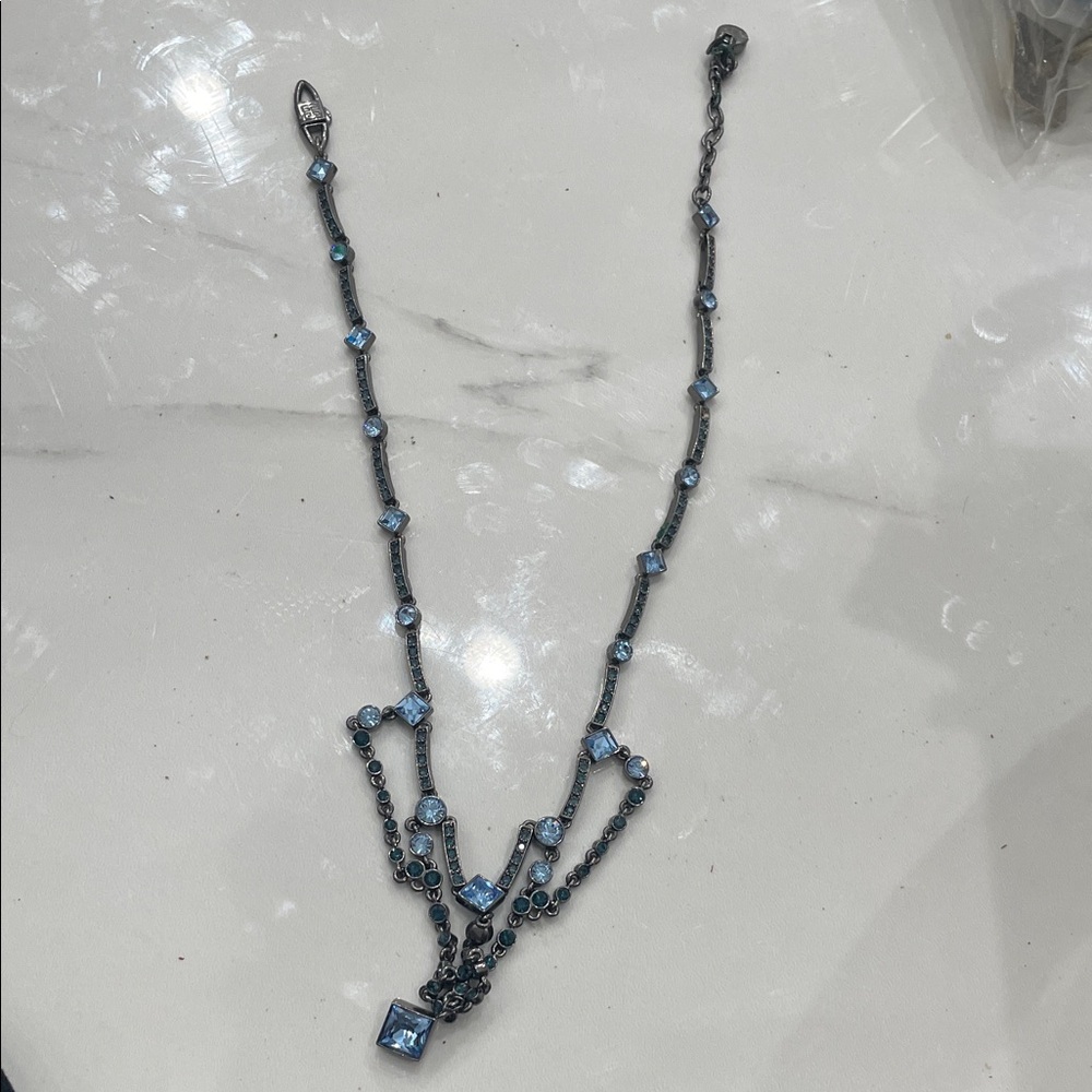 Givenchy Blue Crystal Pendant Necklace-Auctioneer woman gets it Sold, Sold, Sold